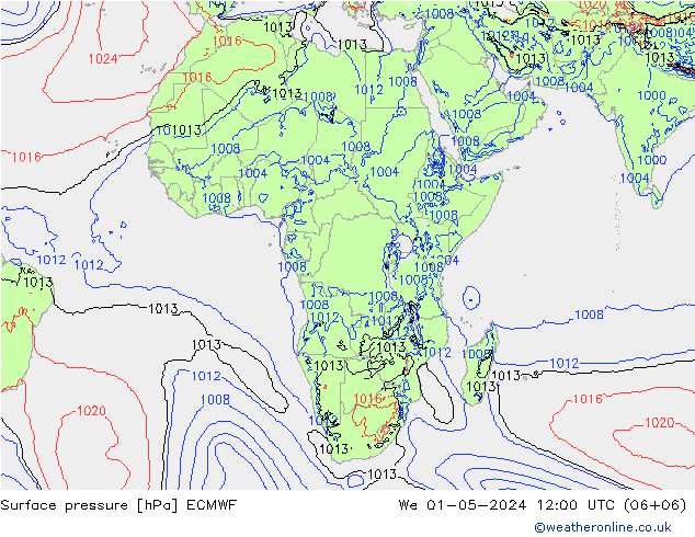 Presión superficial ECMWF mié 01.05.2024 12 UTC