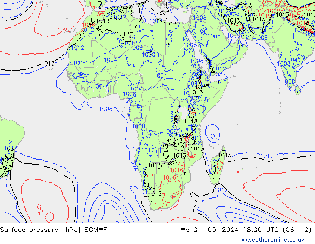 Surface pressure ECMWF We 01.05.2024 18 UTC