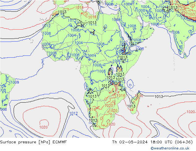 Pressione al suolo ECMWF gio 02.05.2024 18 UTC