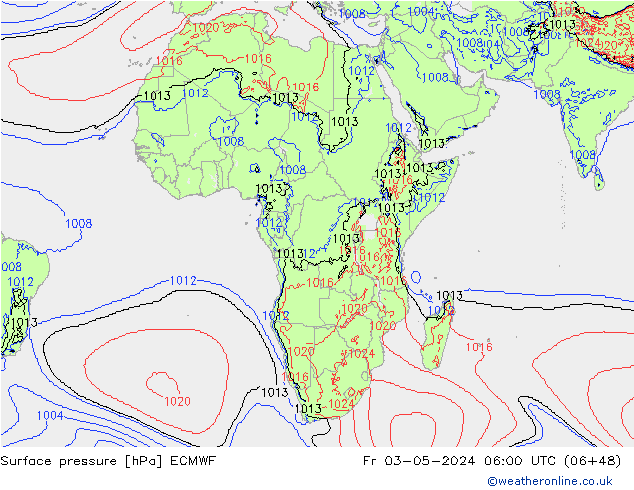 Surface pressure ECMWF Fr 03.05.2024 06 UTC