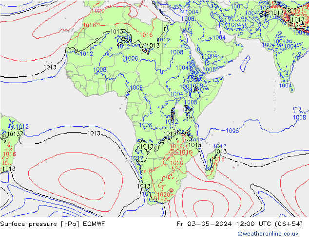 Pressione al suolo ECMWF ven 03.05.2024 12 UTC