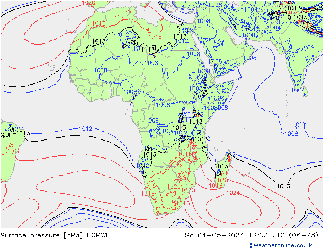 Atmosférický tlak ECMWF So 04.05.2024 12 UTC