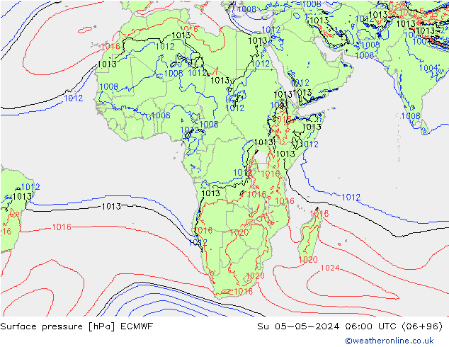 Presión superficial ECMWF dom 05.05.2024 06 UTC