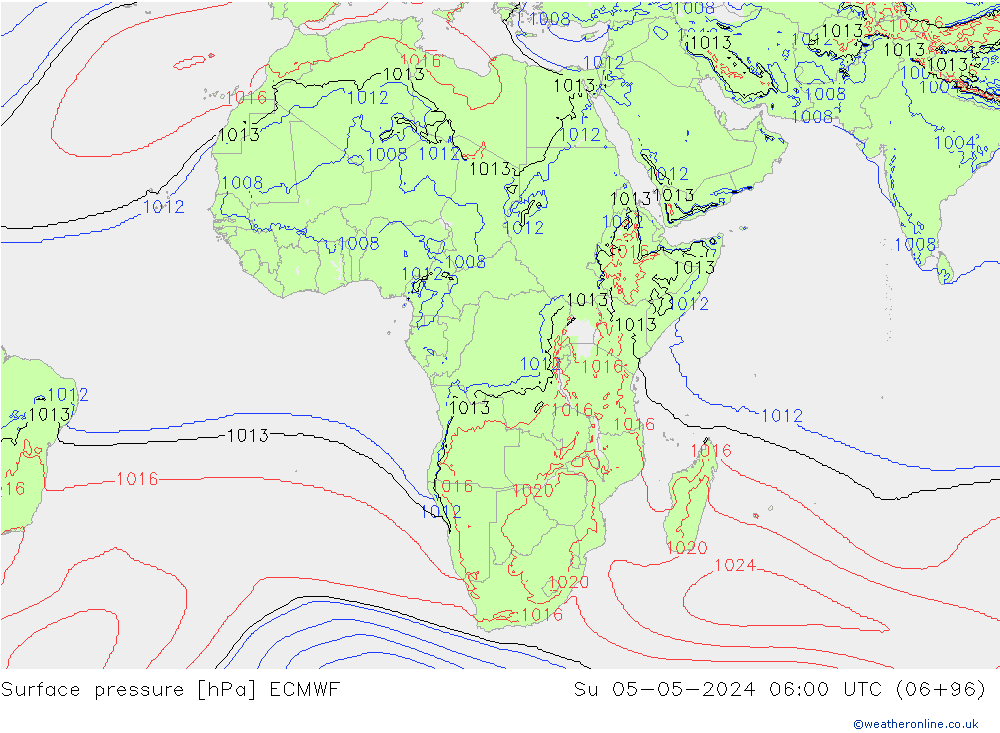 Surface pressure ECMWF Su 05.05.2024 06 UTC