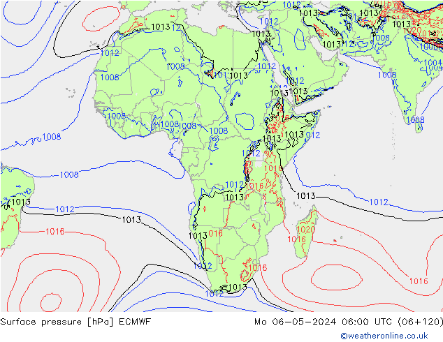 Atmosférický tlak ECMWF Po 06.05.2024 06 UTC