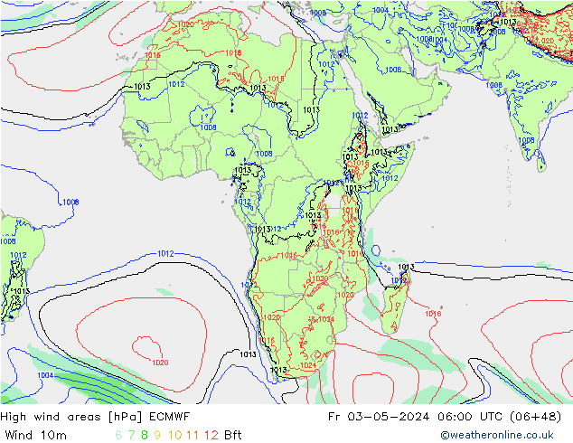 yüksek rüzgarlı alanlar ECMWF Cu 03.05.2024 06 UTC