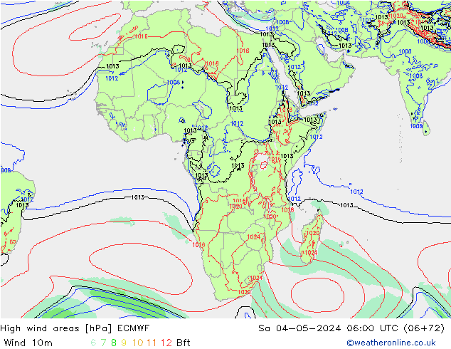 High wind areas ECMWF Sa 04.05.2024 06 UTC