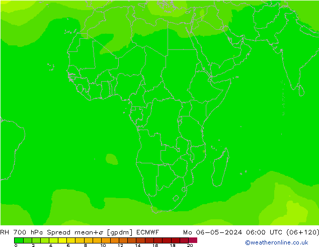 RH 700 hPa Spread ECMWF Po 06.05.2024 06 UTC