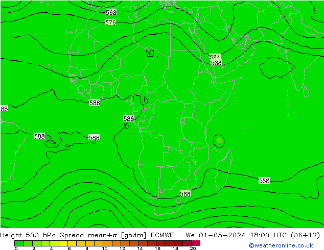 Hoogte 500 hPa Spread ECMWF wo 01.05.2024 18 UTC