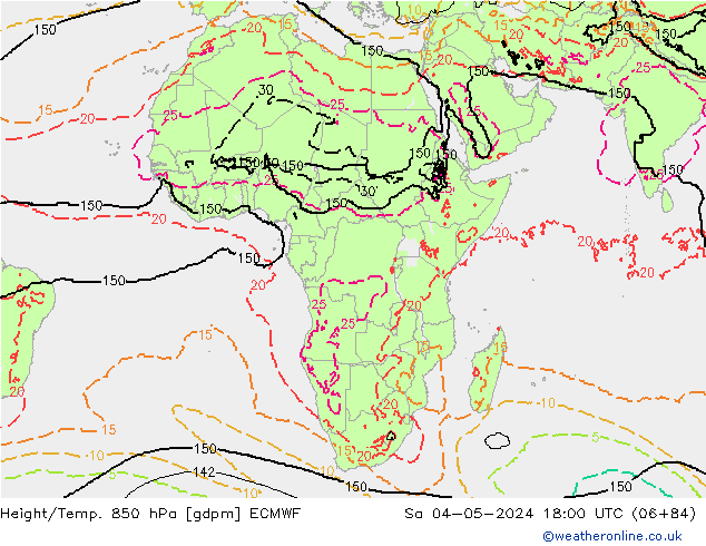 Height/Temp. 850 hPa ECMWF Sa 04.05.2024 18 UTC