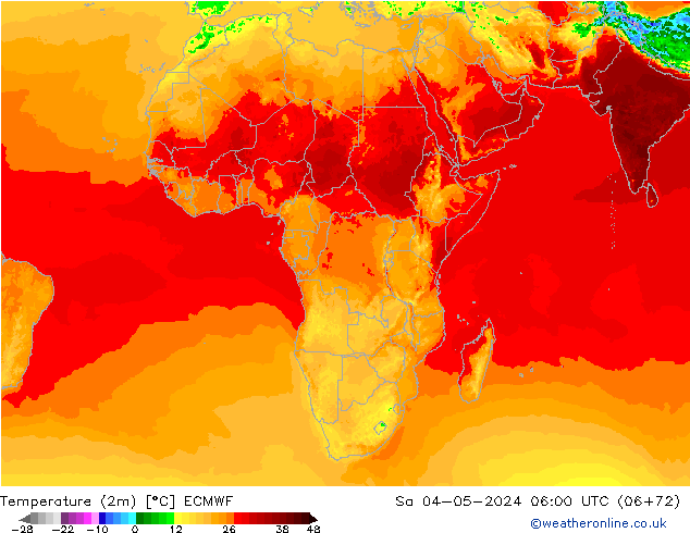 Sıcaklık Haritası (2m) ECMWF Cts 04.05.2024 06 UTC