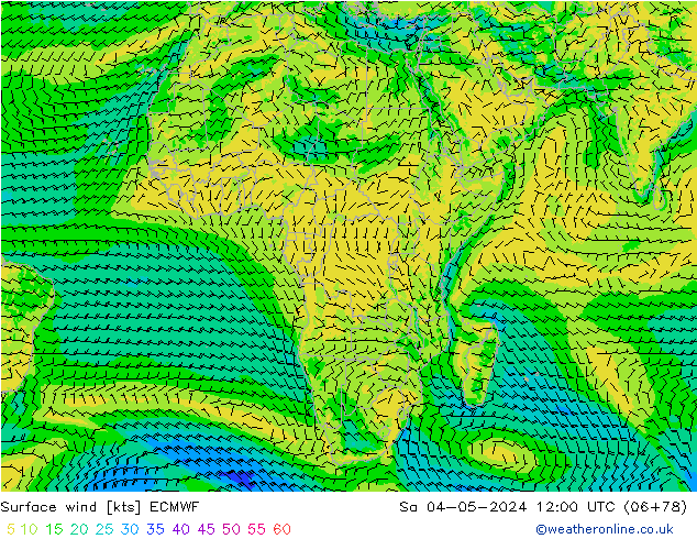 Surface wind ECMWF Sa 04.05.2024 12 UTC