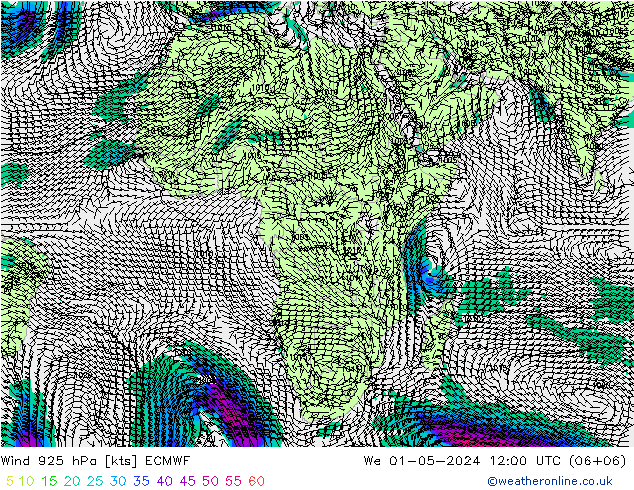 Wind 925 hPa ECMWF We 01.05.2024 12 UTC
