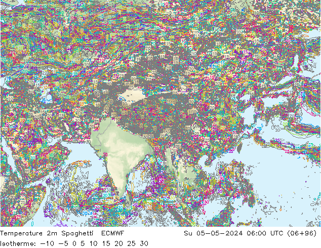 Temperatura 2m Spaghetti ECMWF dom 05.05.2024 06 UTC