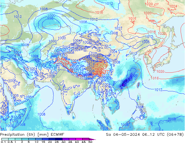 Precipitation (6h) ECMWF Sa 04.05.2024 12 UTC