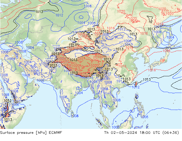 приземное давление ECMWF чт 02.05.2024 18 UTC