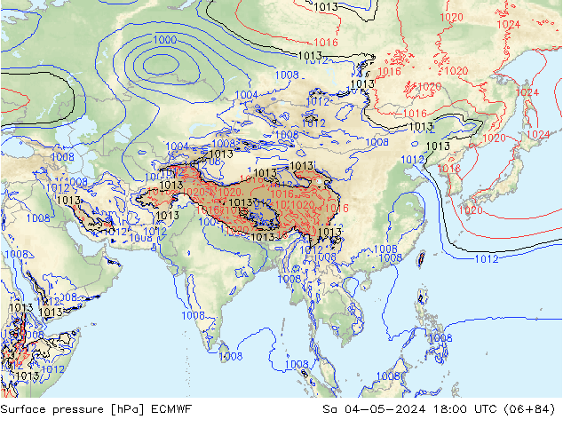 Presión superficial ECMWF sáb 04.05.2024 18 UTC