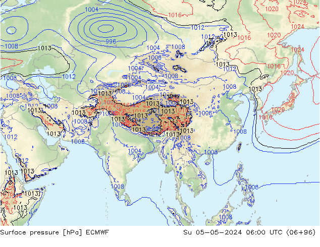 pressão do solo ECMWF Dom 05.05.2024 06 UTC