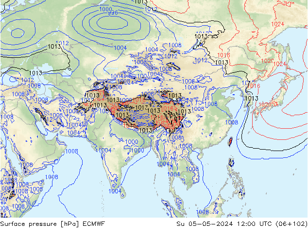 pressão do solo ECMWF Dom 05.05.2024 12 UTC