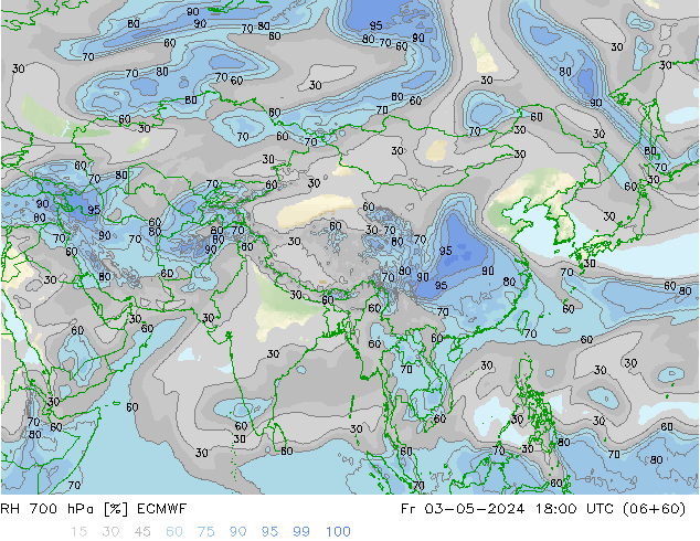 RH 700 hPa ECMWF Fr 03.05.2024 18 UTC