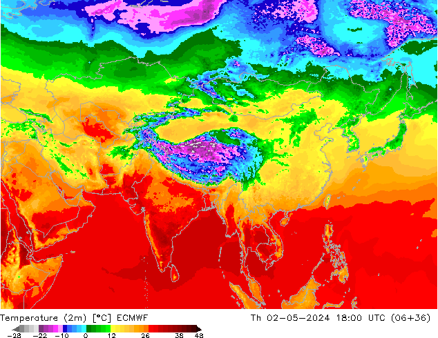 Temperature (2m) ECMWF Čt 02.05.2024 18 UTC