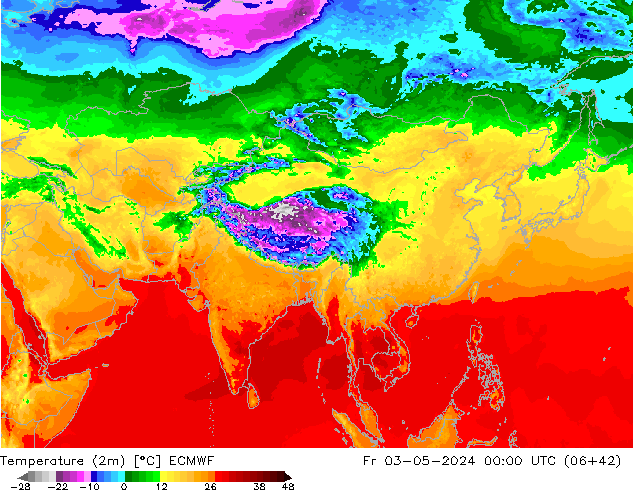 Sıcaklık Haritası (2m) ECMWF Cu 03.05.2024 00 UTC