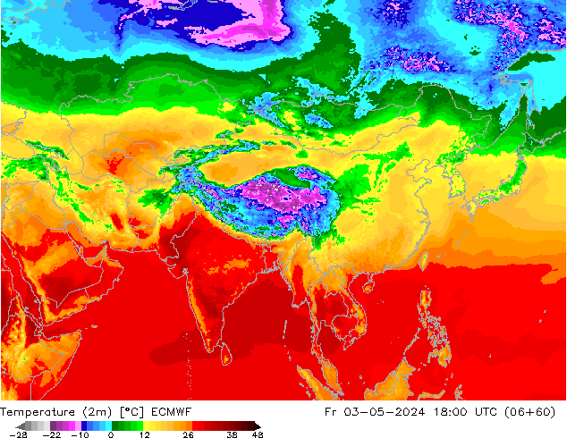 карта температуры ECMWF пт 03.05.2024 18 UTC