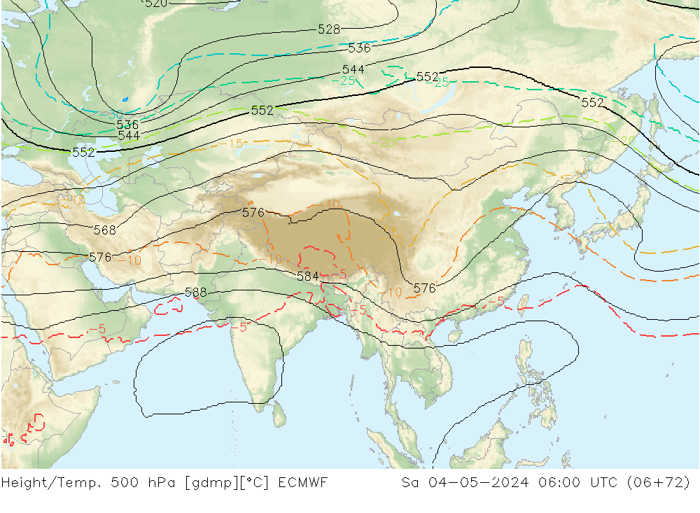 Yükseklik/Sıc. 500 hPa ECMWF Cts 04.05.2024 06 UTC