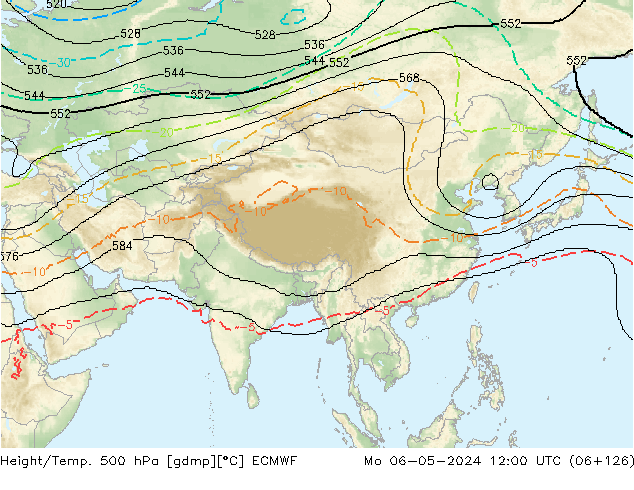 Height/Temp. 500 hPa ECMWF Mo 06.05.2024 12 UTC