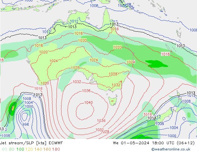 Jet stream/SLP ECMWF We 01.05.2024 18 UTC