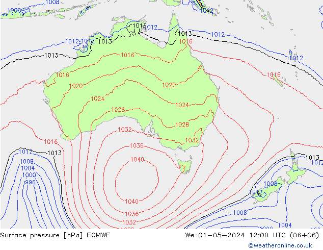 Luchtdruk (Grond) ECMWF wo 01.05.2024 12 UTC