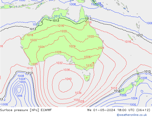 Luchtdruk (Grond) ECMWF wo 01.05.2024 18 UTC