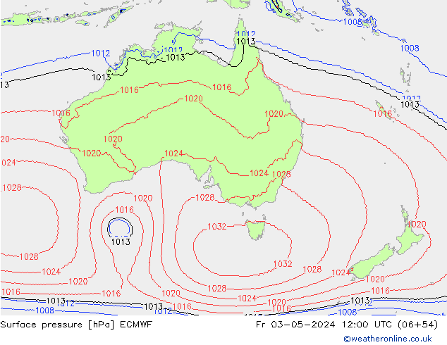 Atmosférický tlak ECMWF Pá 03.05.2024 12 UTC