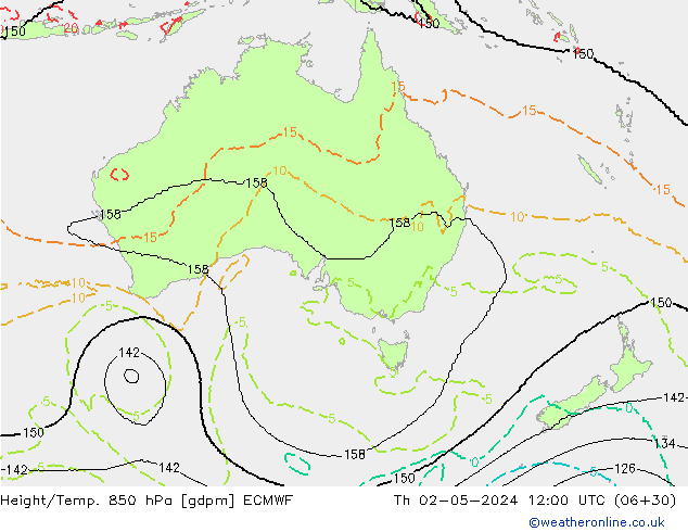 Géop./Temp. 850 hPa ECMWF jeu 02.05.2024 12 UTC