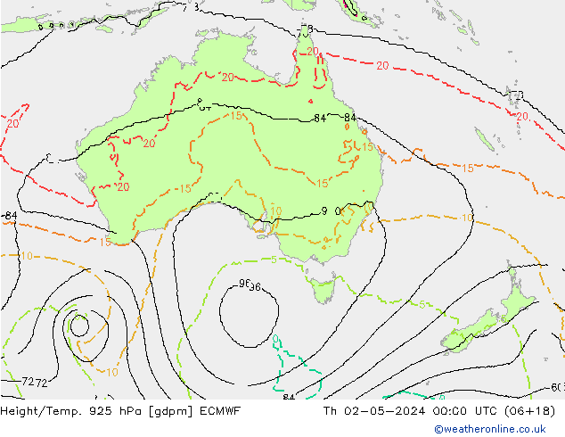 Height/Temp. 925 hPa ECMWF Do 02.05.2024 00 UTC