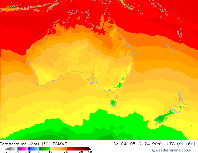 Temperatuurkaart (2m) ECMWF za 04.05.2024 00 UTC