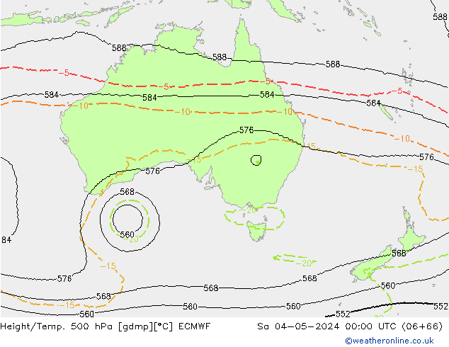 Height/Temp. 500 hPa ECMWF sab 04.05.2024 00 UTC