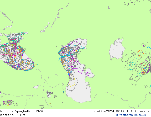 Isotaca Spaghetti ECMWF dom 05.05.2024 06 UTC