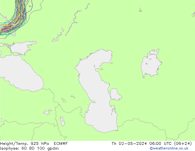 Height/Temp. 925 hPa ECMWF Th 02.05.2024 06 UTC