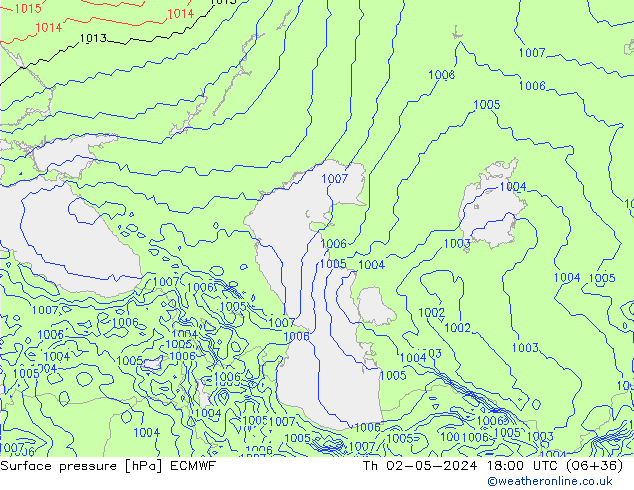 Atmosférický tlak ECMWF Čt 02.05.2024 18 UTC