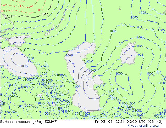 Luchtdruk (Grond) ECMWF vr 03.05.2024 00 UTC