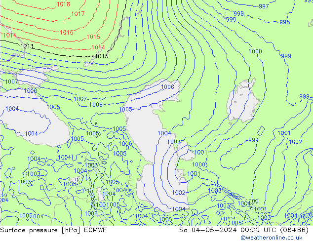 Atmosférický tlak ECMWF So 04.05.2024 00 UTC