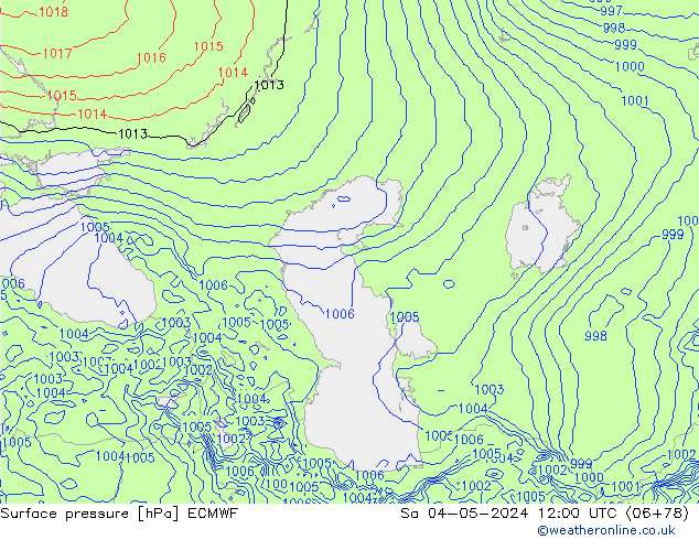 pressão do solo ECMWF Sáb 04.05.2024 12 UTC