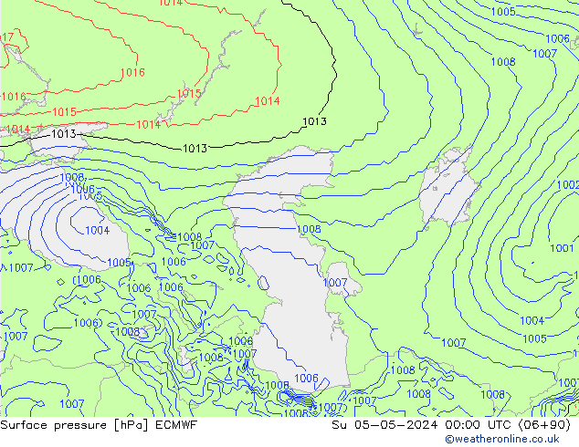 Pressione al suolo ECMWF dom 05.05.2024 00 UTC