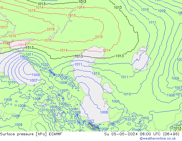 Pressione al suolo ECMWF dom 05.05.2024 06 UTC