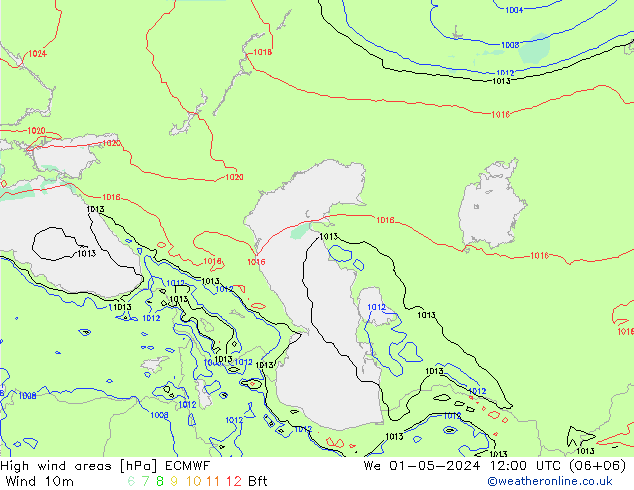 Izotacha ECMWF śro. 01.05.2024 12 UTC