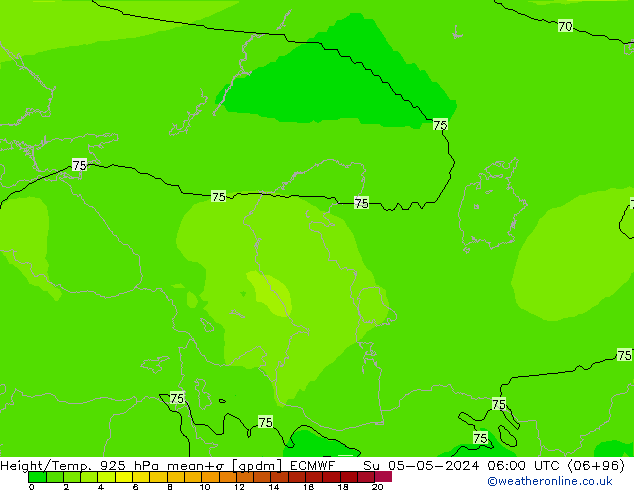 Geop./Temp. 925 hPa ECMWF dom 05.05.2024 06 UTC