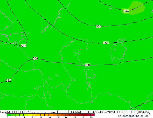 Height 500 hPa Spread ECMWF Th 02.05.2024 06 UTC