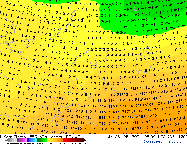 Height/Temp. 850 hPa ECMWF Seg 06.05.2024 06 UTC