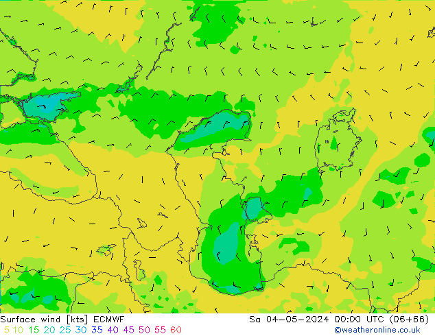 Surface wind ECMWF Sa 04.05.2024 00 UTC